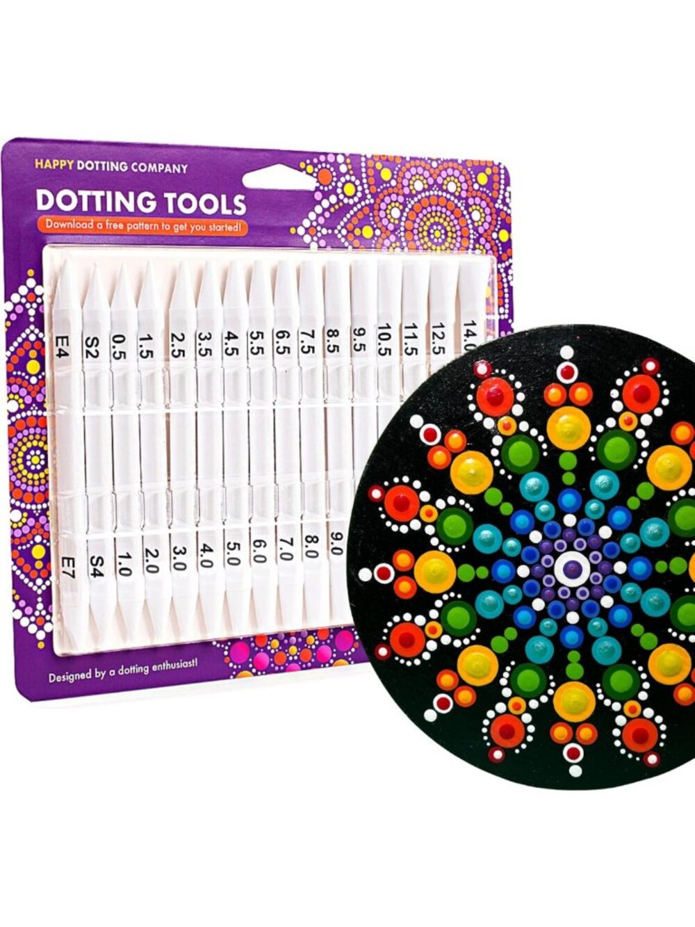 Premium 16pc Double-Ended Dotting Tools Set for Mandala Art, Rock Painting